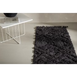 Zell - Entre tppe i mrkegr bomuld, 70 x 200 cm.