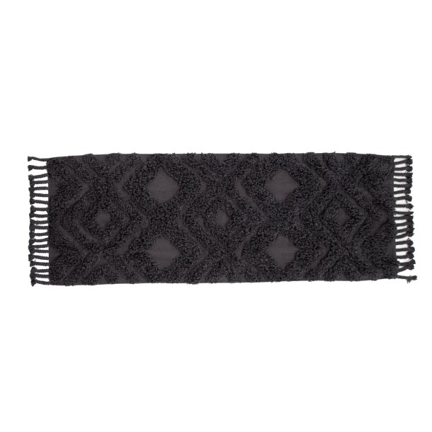 Zell - Entre tppe i mrkegr bomuld, 70 x 200 cm.