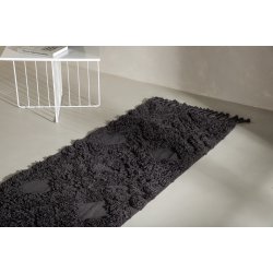 Zell - Entre tppe i mrkegr bomuld, 70 x 200 cm.