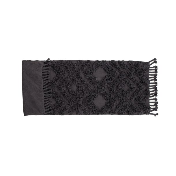 Zell - Entre tppe i mrkegr bomuld, 70 x 200 cm.