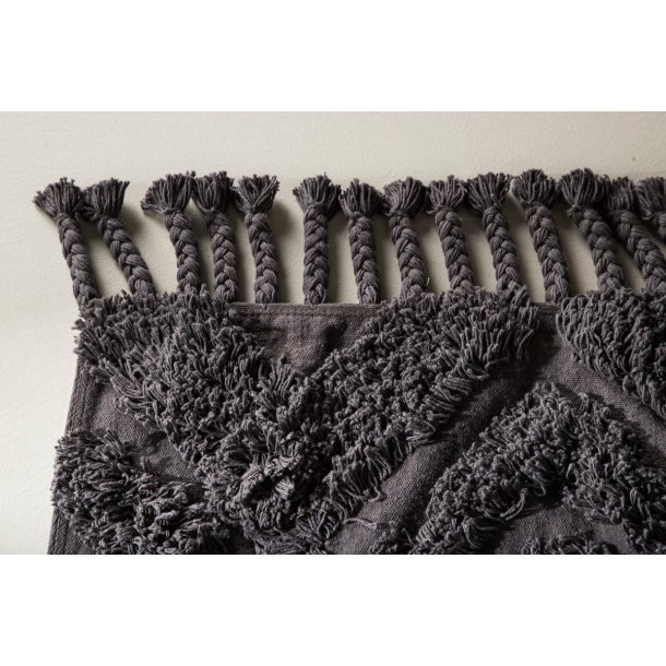 Zell - Entre tppe i mrkegr bomuld, 70 x 200 cm.