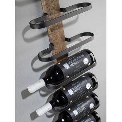 Vino - Vinreol til fem flasker i sort st�l og fem tr�sorter