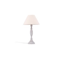 Newry- Bordlampe i beige tr og skrm af stof