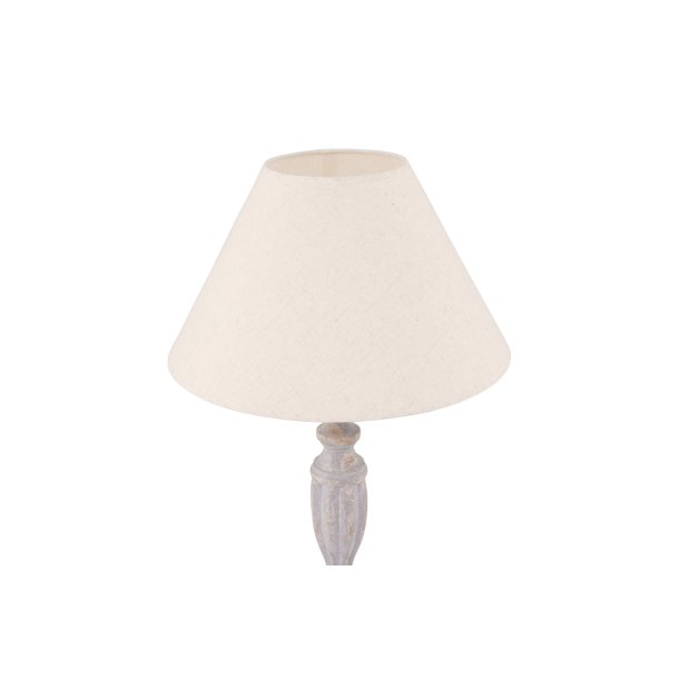 Newry- Bordlampe i beige tr og skrm af stof