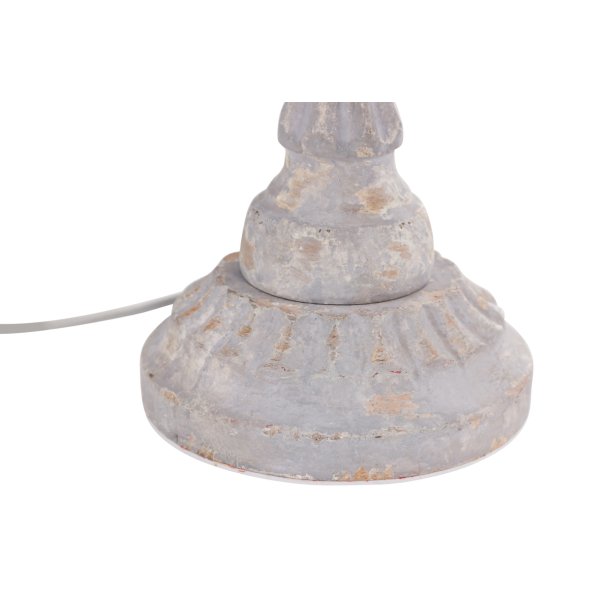 Newry- Bordlampe i beige tr og skrm af stof