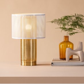 Lisborn- Bordlampe i hvid og guld metal