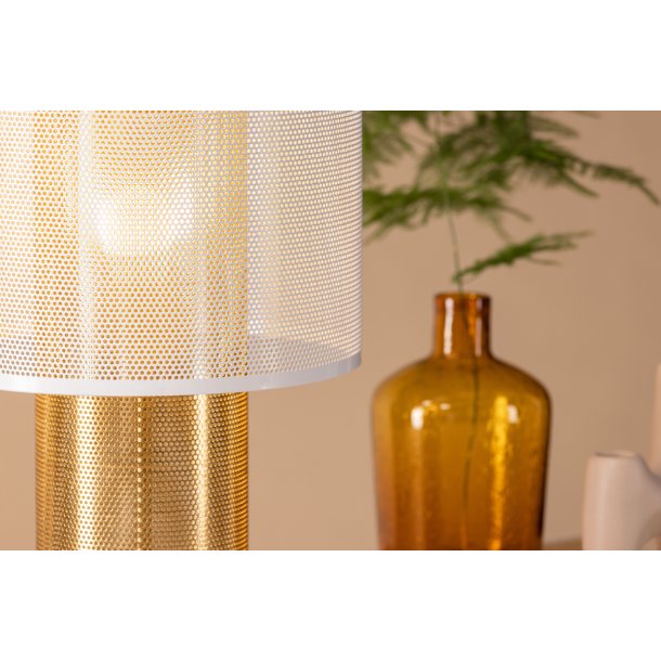 Lisborn- Bordlampe i hvid og guld metal