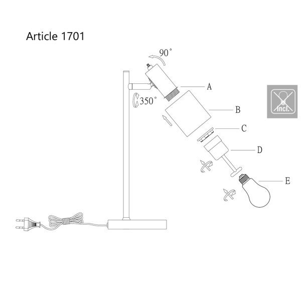 Alda - bordlampe i stl og sort metal