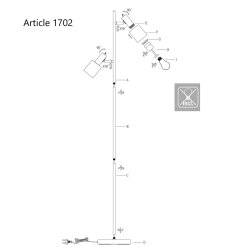 Alda - gulvlampe i stl og sort metal