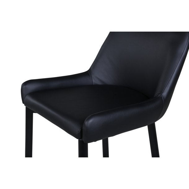 Rusty - 2 Barstole i metal og sde i sort kunstlder