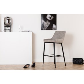Rusty - 2 Barstole i metal og sæde i beige microfiber stof