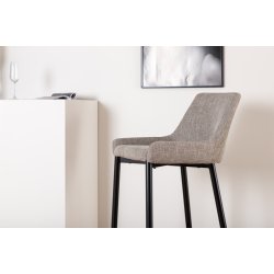 Rusty - 2 Barstole i metal og sde i beige microfiber stof