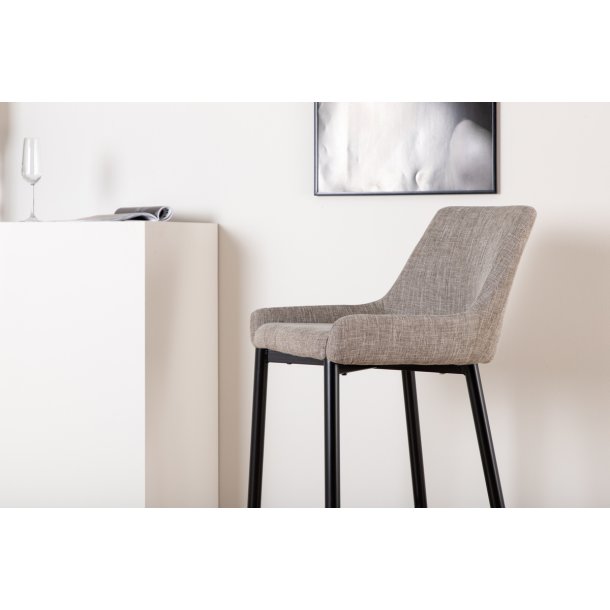 Rusty - 2 Barstole i metal og sde i beige microfiber stof