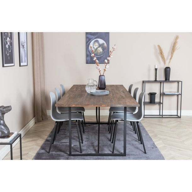 Pucol - Spisebord i teaktr og metal, 100 x 250 cm.