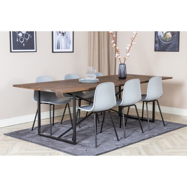 Pucol - Spisebord i teaktr og metal, 100 x 250 cm.