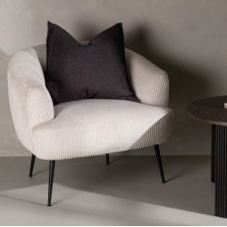 Derby - Lnestol i stribet lyst stof