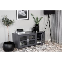 Ripon - Skab i lysegr metal med glasdre, 58 x 120 cm.