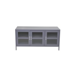 Ripon - Skab i lysegrå metal med glasdøre, 58 x 120 cm.