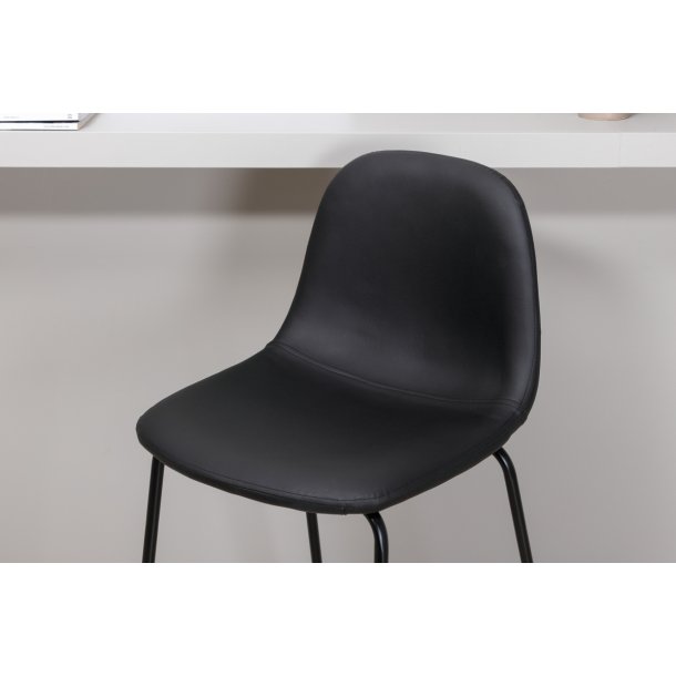 Cooly - 2 Barstole i metal og sde i sort kunstlder