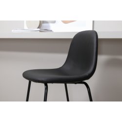 Cooly - 2 Barstole i metal og sde i sort kunstlder