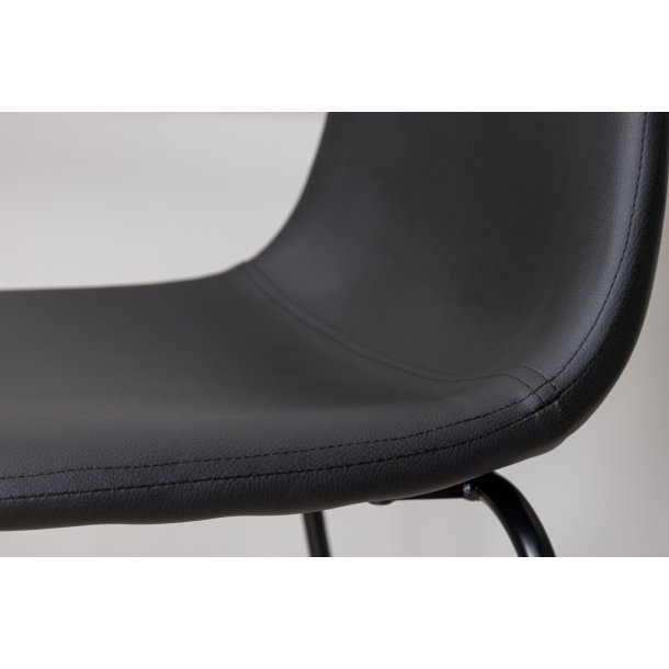 Cooly - 2 Barstole i metal og sde i sort kunstlder