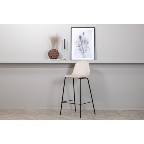 Cooly - 2 Barstole i metal og sæde i beige fløjl