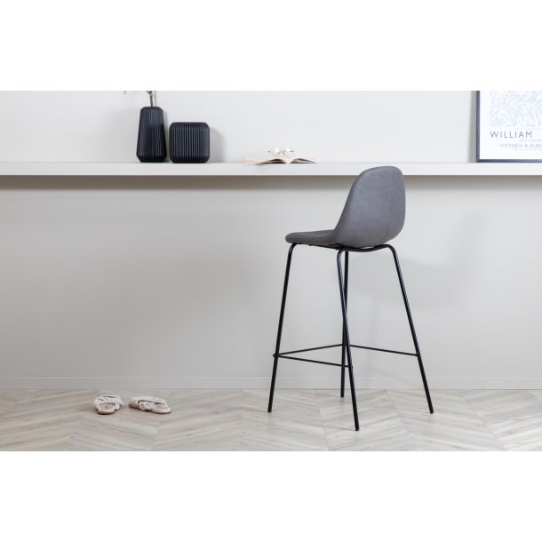  Cooly - 2 Barstole i metal og sde i gr hr polyester