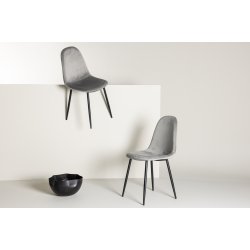 Spa - 2 Spisebordsstole i grt fljl og sort metal