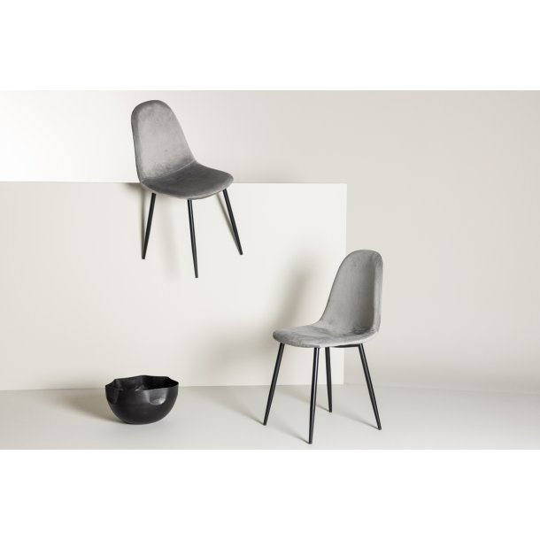 Spa - 2 Spisebordsstole i grt fljl og sort metal