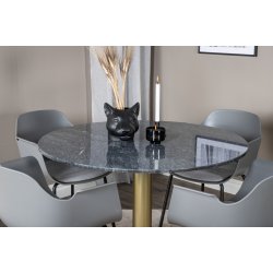 Carra- Spisebord i mrkegr marmor og messing stel,  106 m.