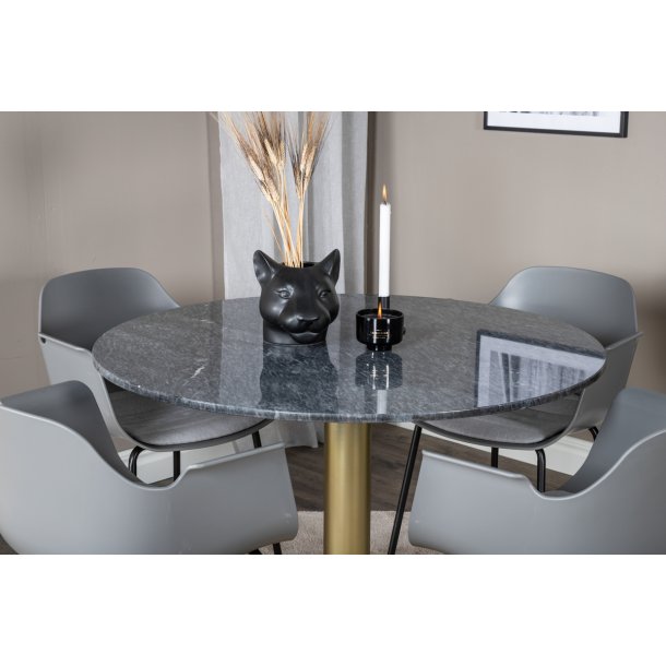 Carra- Spisebord i mrkegr marmor og messing stel,  106 m.