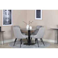 Carra- Spisebord i mrkegr marmor og sort stel,  106 m.