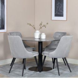 Carra- Spisebord i mrkegr marmor og sort stel,  106 m.