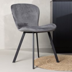 Imola - 2 Spisebordsstole i grt fljl og sort metal