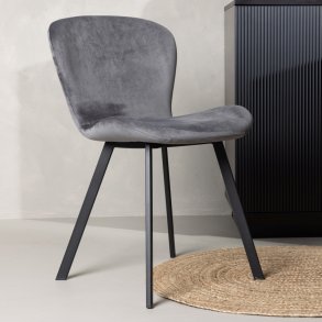 Imola - 2 Spisebordsstole i grt fljl og sort metal