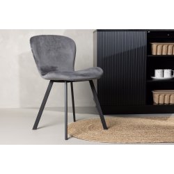 Imola - 2 Spisebordsstole i grt fljl og sort metal