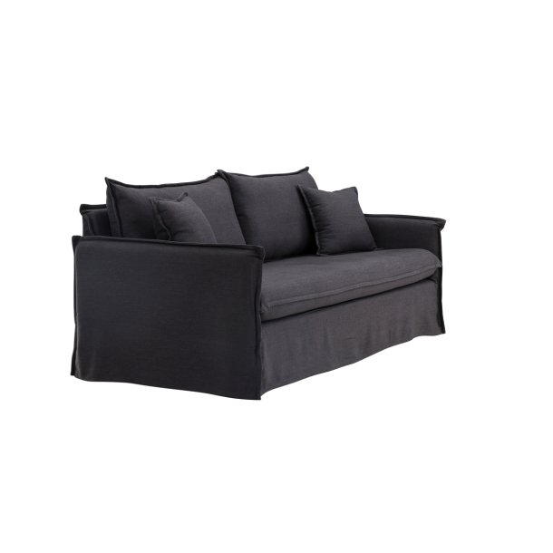 Stella - Sofa, 3-personers med stof i sort hr polyester