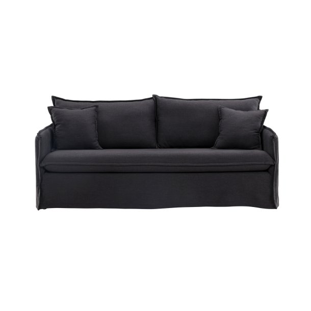 Stella - Sofa, 3-personers med stof i sort hr polyester