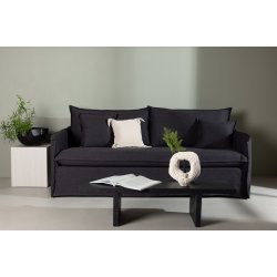 Stella - Sofa, 3-personers med stof i sort hr polyester