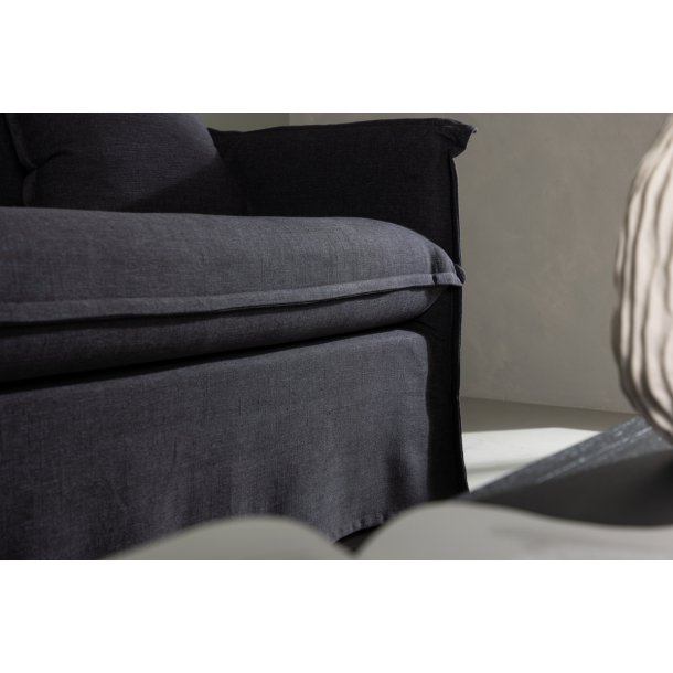 Stella - Sofa, 3-personers med stof i sort hr polyester