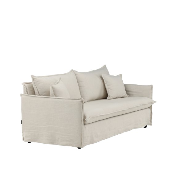 Stella - Sofa, 3-personers med stof i beige bomuld
