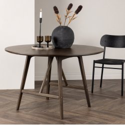 Rubio - Rundt spisebord i mrkebrun finish, diameter 100 cm.