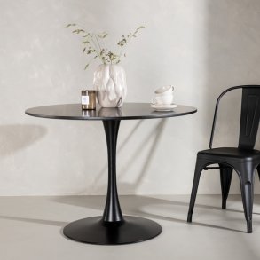 Dizell - Rundt spisebord i sortmalet, diameter 100 cm.