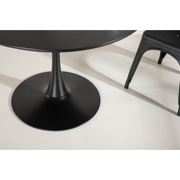 Dizell - Rundt spisebord i sortmalet, diameter 100 cm.