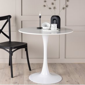 Dizell - Rundt spisebord i hvidmalet, diameter 80 cm.