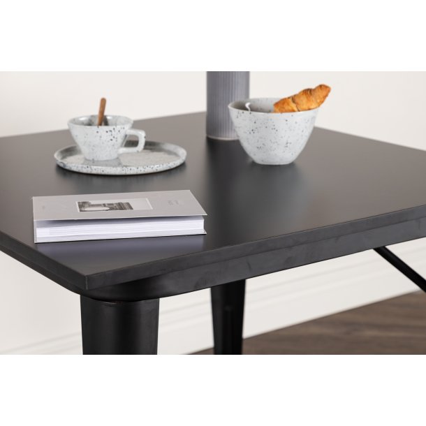 Toorx - Spisebord i sort egefiner og sort understel, 80 x 80 cm.