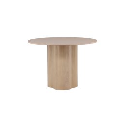 Triple - Spisebord i hvidpigmenteret egefiner, diameter 110 cm.