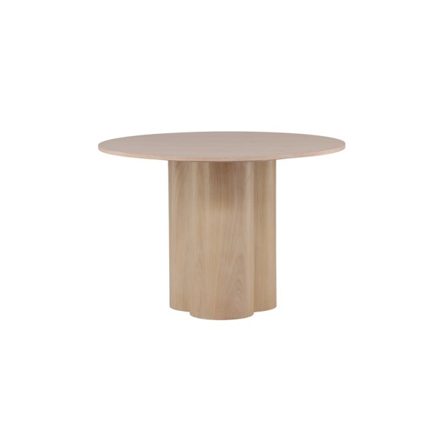 Triple - Spisebord i hvidpigmenteret egefiner, diameter 110 cm.