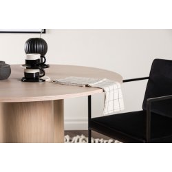 Triple - Spisebord i hvidpigmenteret egefiner, diameter 110 cm.