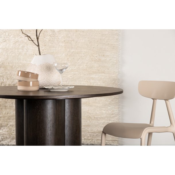 Triple - Spisebord i mocca farvet egefiner, diameter 110 cm.